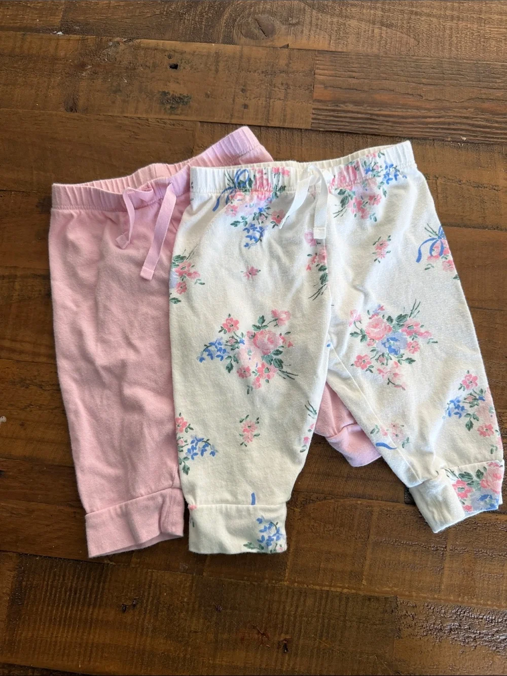 Baby Gap Pink and Floral Cotton Pants - 2-Pack